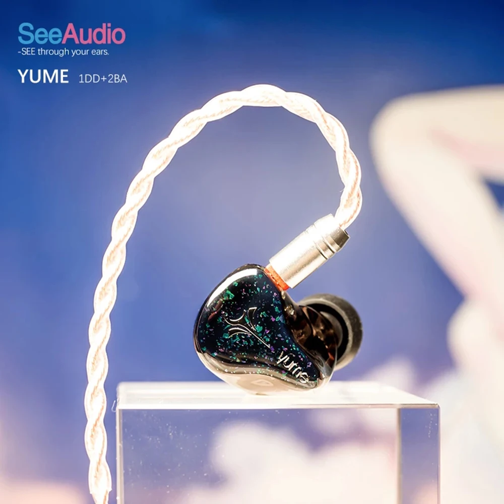 

Наушники-вкладыши SeeAudio Yume 1DD + 2BA, гибридный привод, Hi-Fi наушники-вкладыши для диджея, музыки, монитор, IEM гарнитура с 2-контактным кабелем 0,78 мм ...