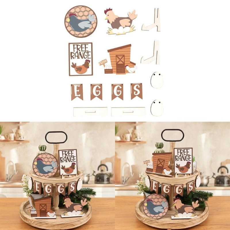 

448B Farmhouse Decor Tiered Tray Craft Kits Rustics Wooden Signs for Tiered Trays Party & Farm House Home Table Decorations