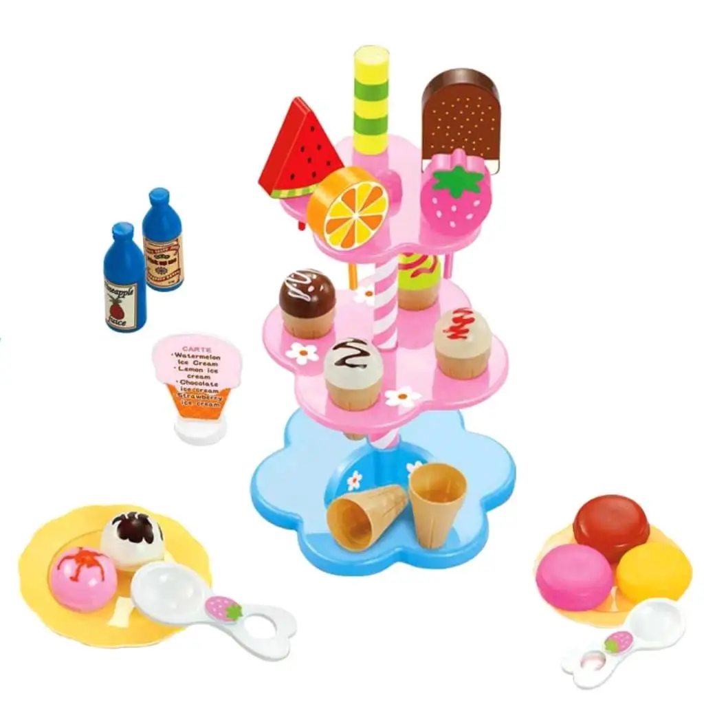 

22pcs Colorful Ice Cream Stand Desserts Drink Holder Play Shop Food Kids Pretend