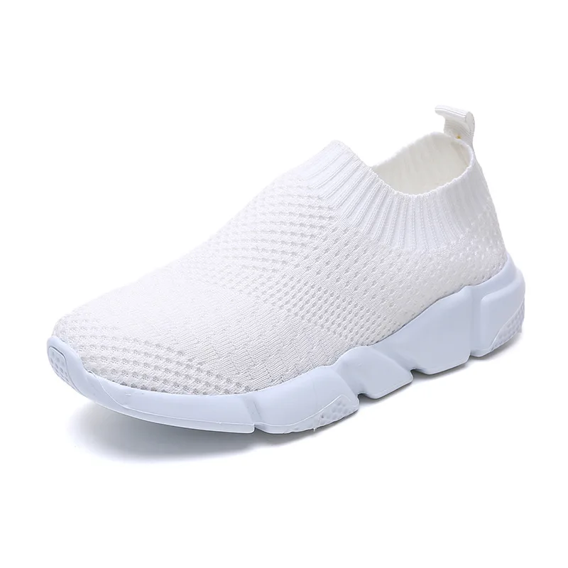 YeddaMavis White Summer Knitting Women Sneakers Women Light Breathable Mesh Flat Shoes Woman Non-slip Soft Bottom Casual Shoes