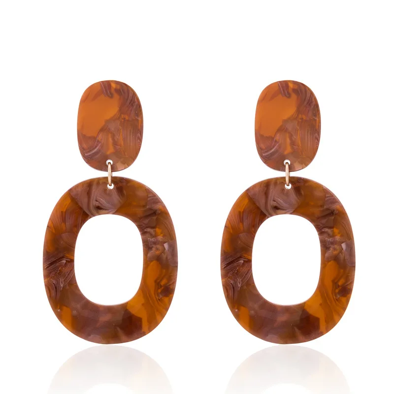 

Geometric Acrylic Fashion Statement Drop Earrings For Women Vintage Resin Oval Round Dangle Earring 2022 Brincos Wedding Jewelry