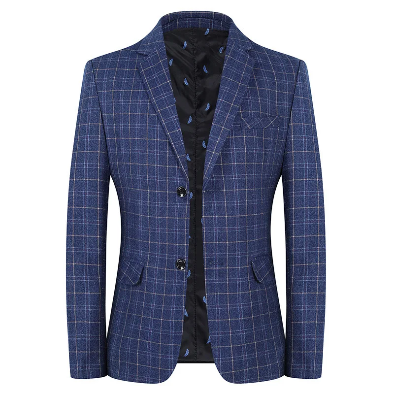

2023 New Men's Fashion Casual Slim Single Comfortable Coat Fashion Plaid Business Formal Suit Jacket