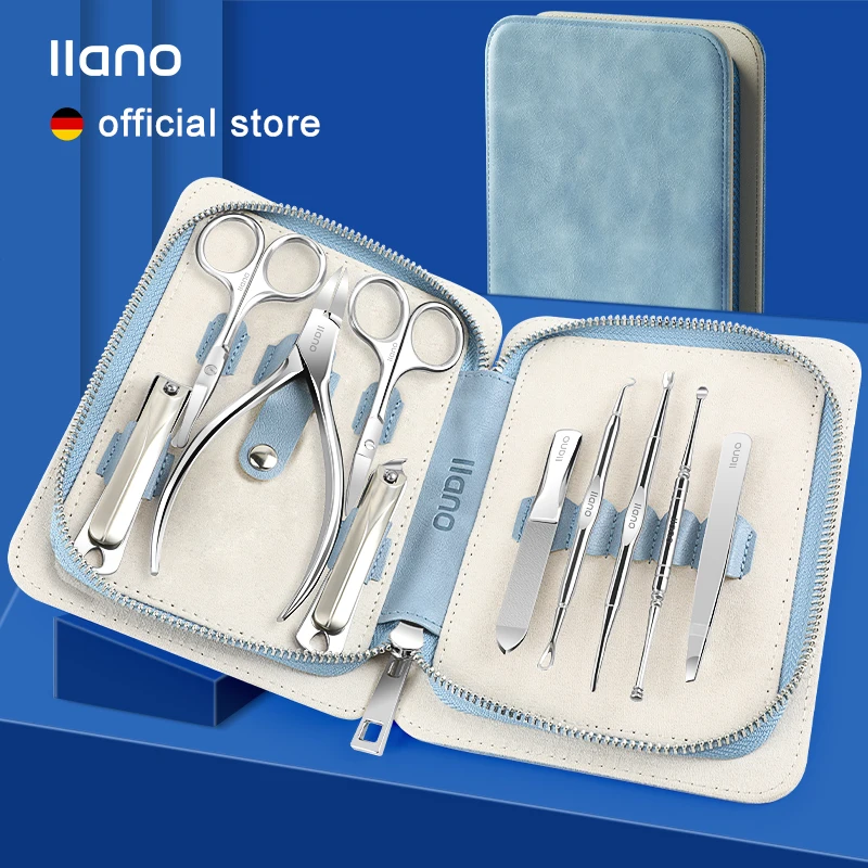

LLANO 10 in 1 Luxury Manicure Tools High-grade Personal Set Professional Stainless Steel Nail Clippers Set Hand Care Foot Care