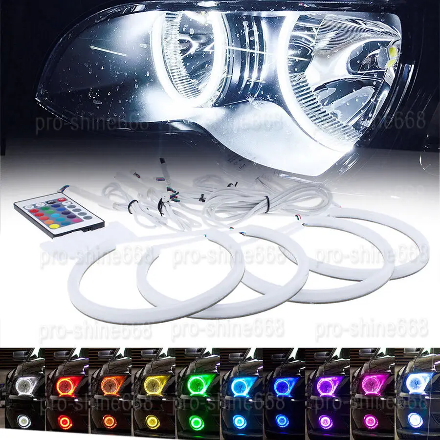 

4x131mm Car Cotton LED Denon Angel Eyes Halo Rings RGB for BMW E36 E38 E39 E46