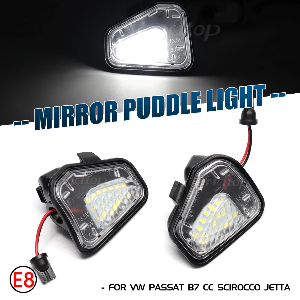 2pcs Newest Style Error Free Led Under Side Mirror Puddle Light For VW Passat B7 CC Scirocco Jetta MK6 EOS Beetle R Side Marker