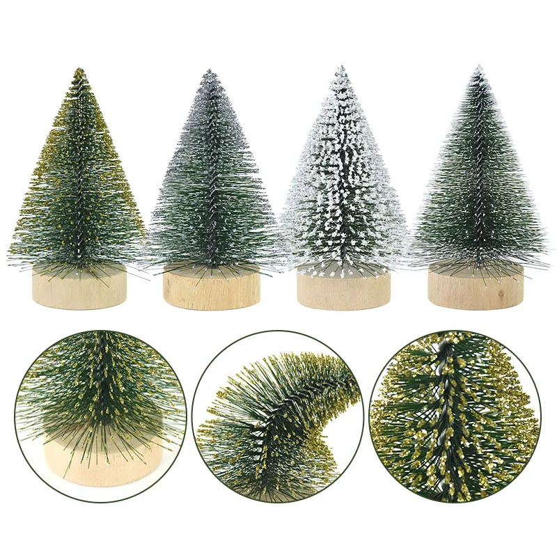 Mini Tree Green Small Pine Tree Sisal Placed In The Desktop Christmas Decorations Simulation Small Tree New Year Home Ornaments images - 6
