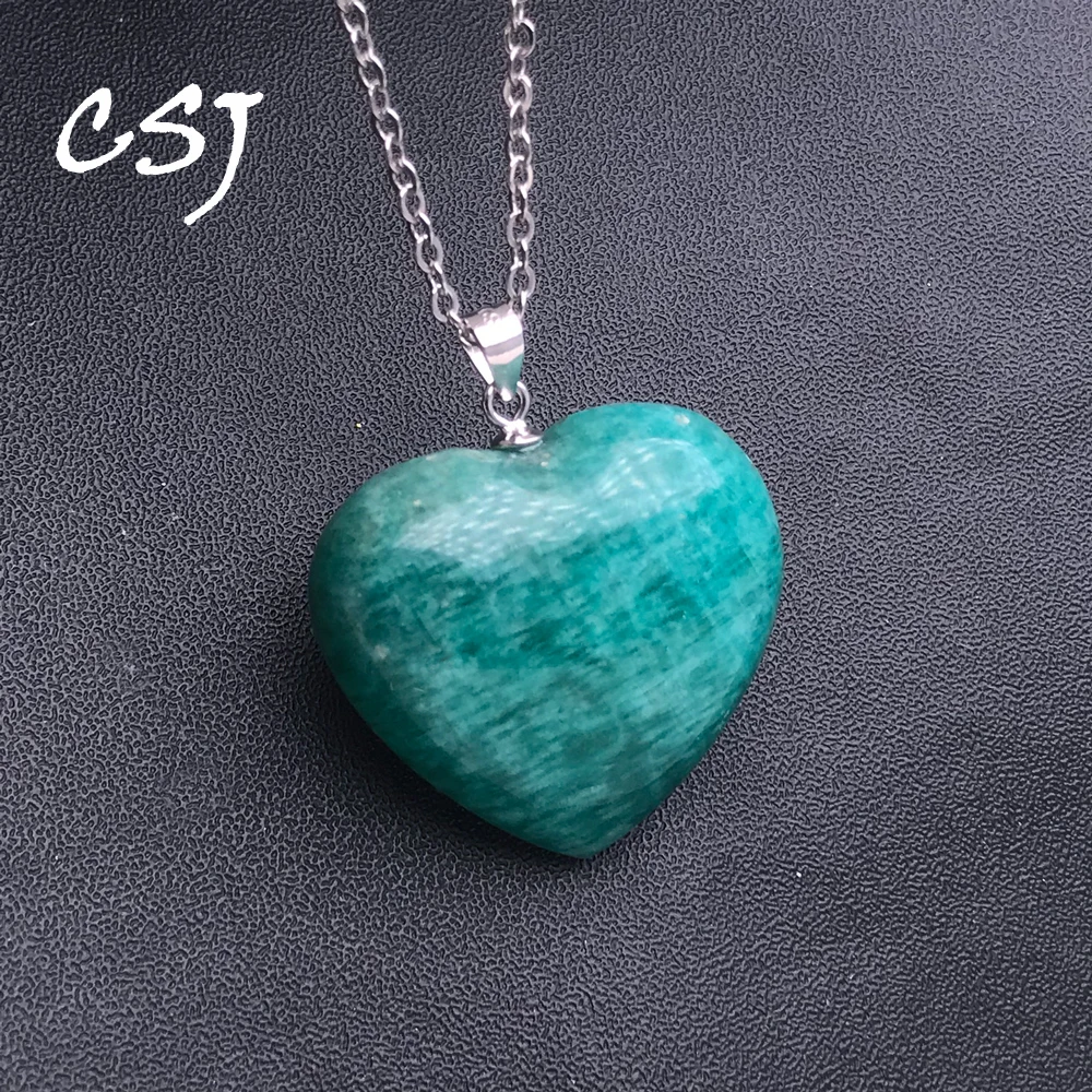 Подвеска в виде сердца из 100% натурального амазонита серебро 925 пробы женский