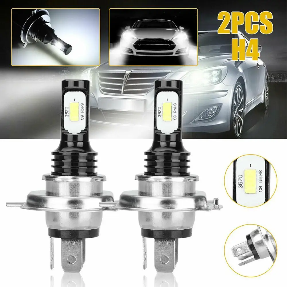 

H4 9003 Hb2 Car Led Headlight 80w 3570 2 Led Fog Light Low Power Consumption 6000k Motorcycle Headlight With Black Shell