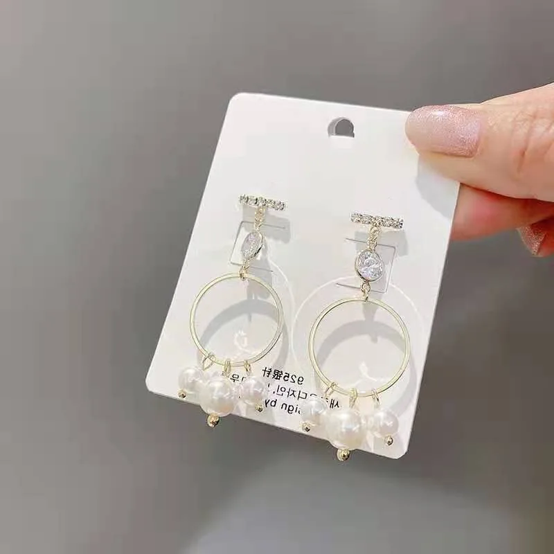 

Simulation Pearl Hoop Dangle Earrings Bohemia Rhinestones Korean Fashion Hoop Earrings 2022 Jewelry for Women