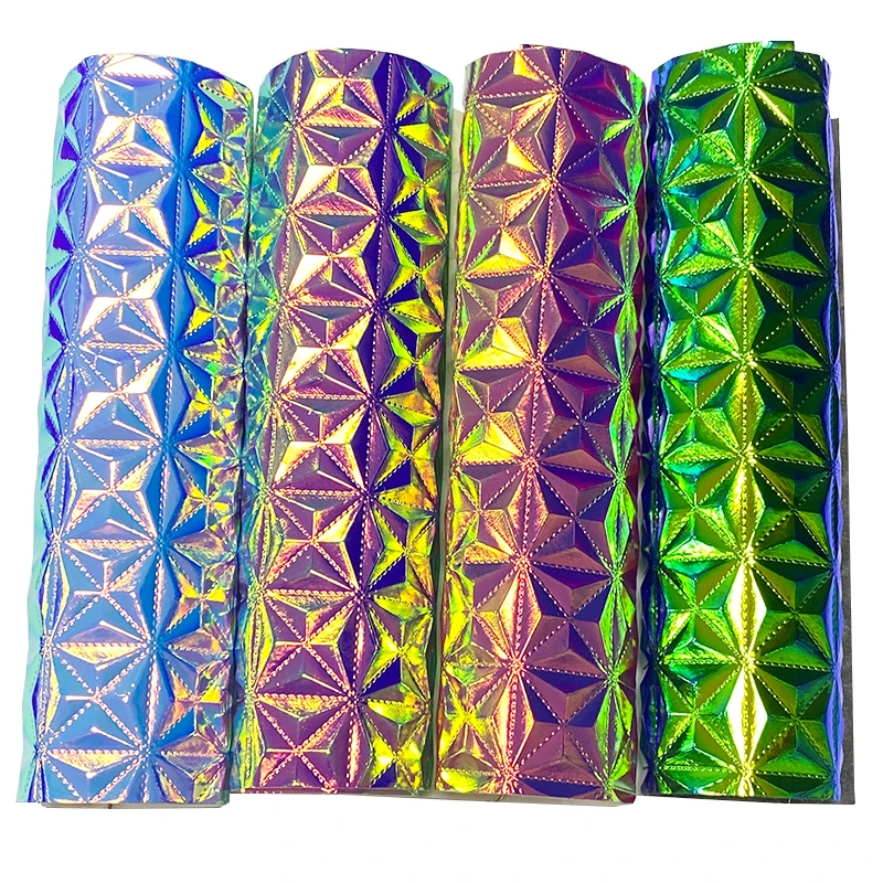 46*135cm Illusory Color Love Triangular Pattern Faux Leather PU Fabric for Making Bows Earrings Handmade DIY Craft Sewing