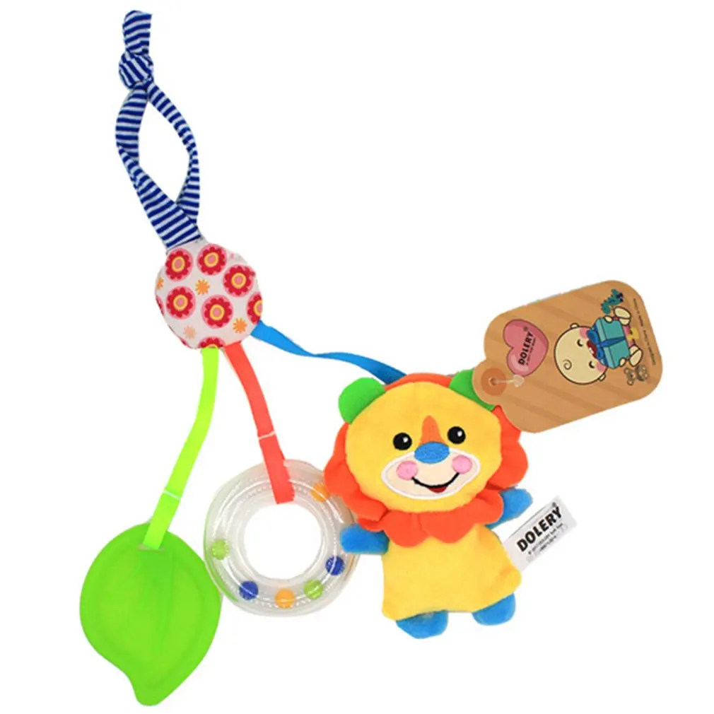 Infant Baby Rattle Cartoon Animal Models Baby Stroller Bed Hanging Hand Bell Cartoon Pendant Plush Educational Toys