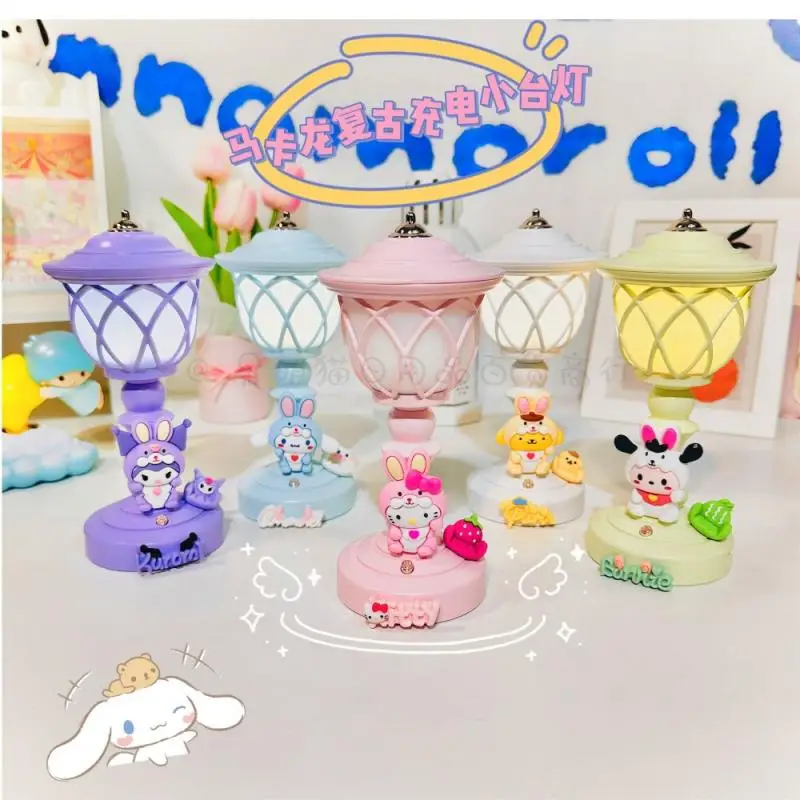 

Kawaii Sanriod Anime Hobby My Melody Kuromi Cinnamoroll Desktop Retro Night Light Bedroom Rechargeable Led Desk Lamp