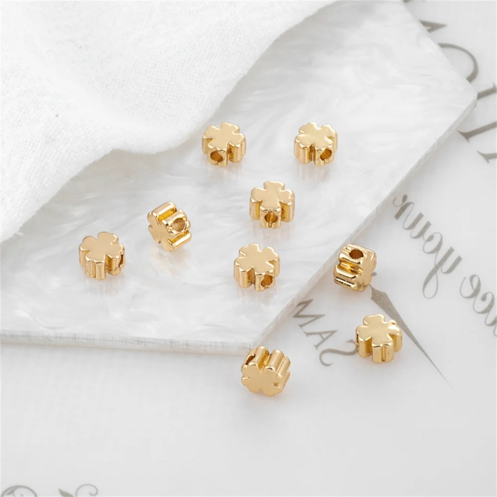 

14K gold wrapped cross flower four-leaf clover 5mm accessories DIY accessories bracelet necklace handmade accessories
