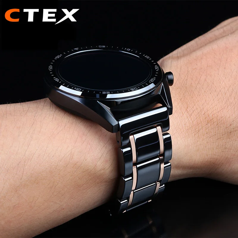 Ceramic strap Watch Band Strap For Samsung Galaxy 3 Watch 42 46mm GEAR S3 Active2 Classic quick release for Huawei GT 20mm 22mm