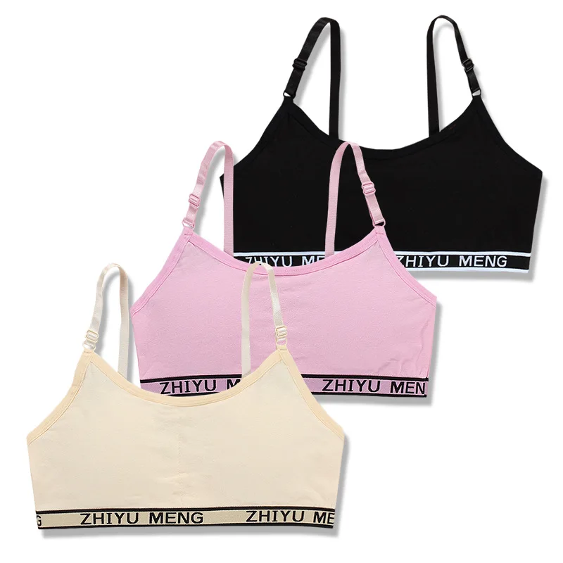 

3PC Girls Training Bras Kids 11 Soft Underwear Girls Accessories Breathable Children Bras for Teen Girl 8-16y Adjustable Sling