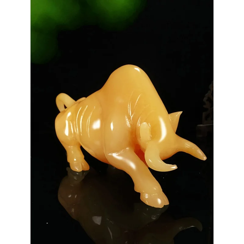 Натуральный желтый нефрит со знаками Зодиака корова украшения Walstreet счастливая