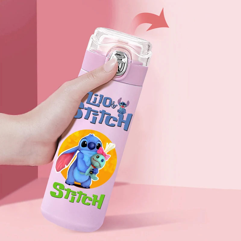 400ML Lilo Stitch Stainless Steel Thermal Water Bottle Outdoor Sports Convenient Cup Bouncing Drinking Tool Kid Gift