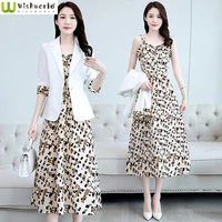 dress fashion womens suit 2022 suit spring and autumn new high end suit suspender printed skirt two piece suit