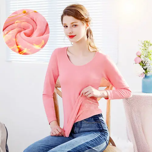 Women's thermal underwear thickened and velvet one-piece tops tight-fitting bottoming pajamas  long pants underwear women