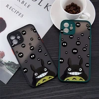 cartoon totoro clear phone case for iphone 11 12 13 pro max x xs xr se2020 6s 7 8 plus japan anime hard matte cover candy coque