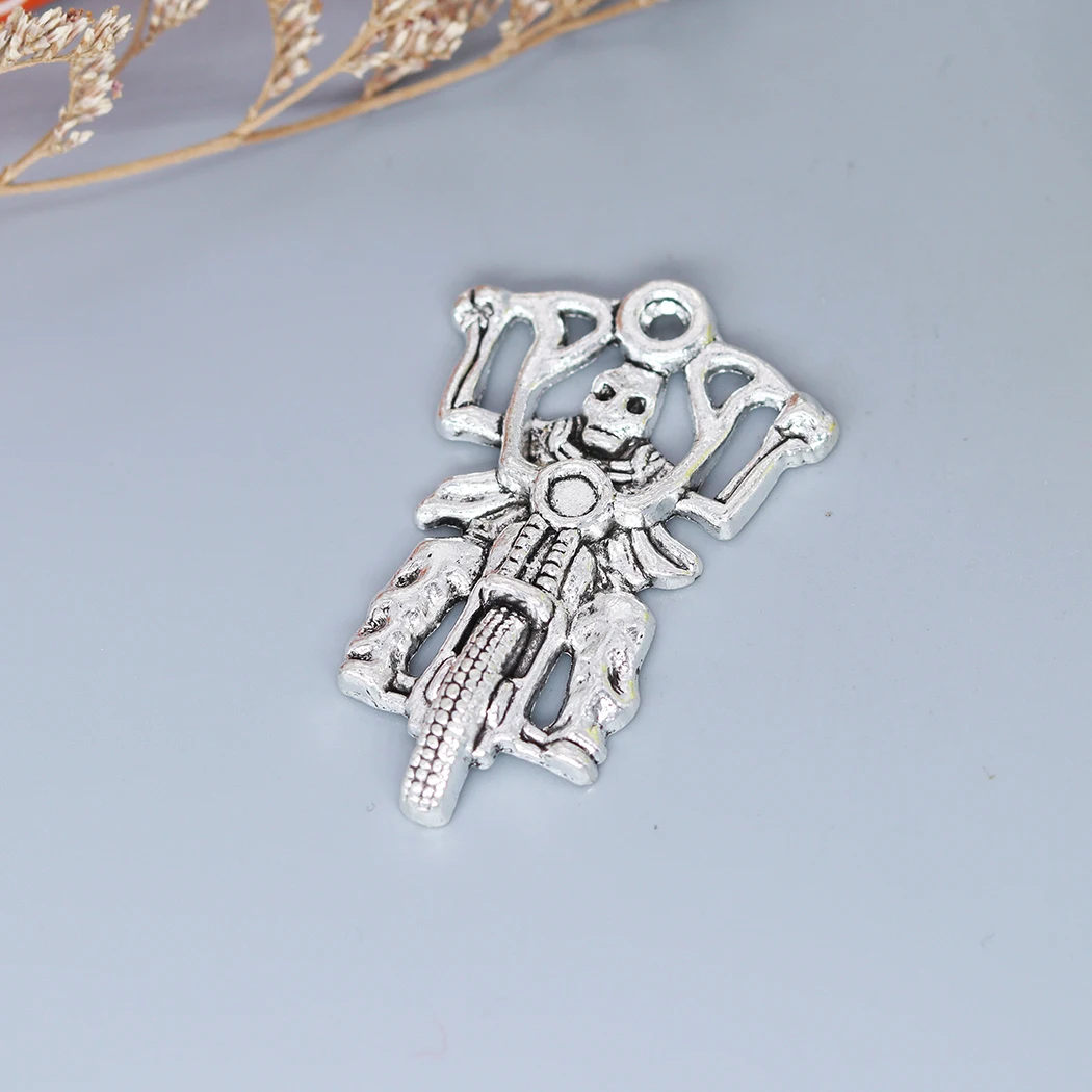 

5 шт. подвески в виде черепа мотоцикла, античное серебро, античное бронзовое покрытие, цветной шарм, подвеска для браслета, Ювелирная фурнитура