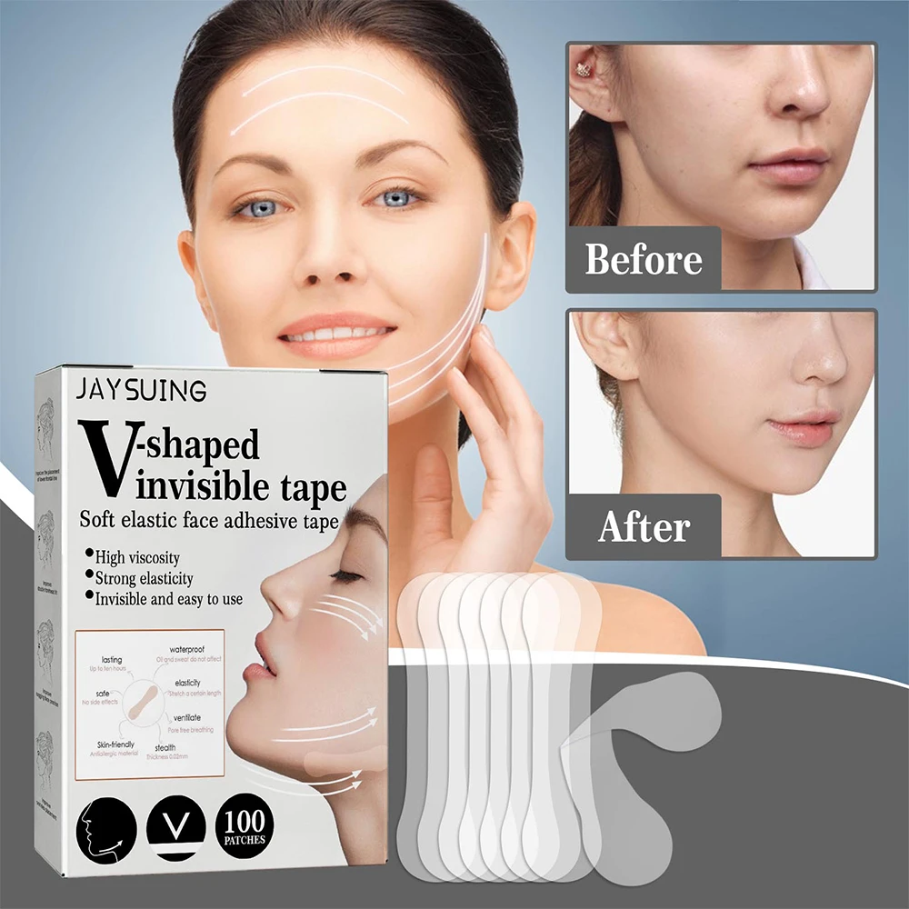

100PCS Safety Invisible Face Lift Sticker Lift Fade Fine Line Tighten Jaw V-Shape Facial Lifting Patch Anti Wrinkle Shrink Patch