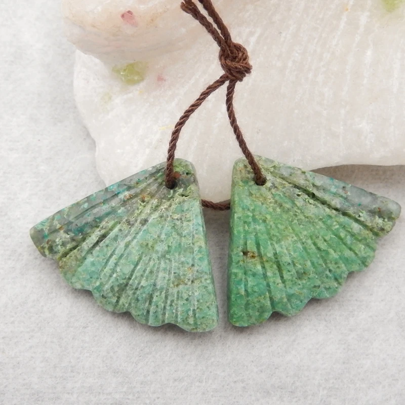 

Fashion jewelry,Natural Gemstone Carved Leaf Chrysocolla fashion women Earring Bead22x28x4mm6g