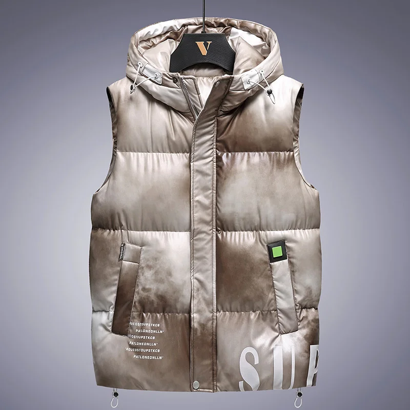 

M-8XL жилет, толстовки 2022, Зимняя мужская Свободная утепленная пуховая куртка, теплая ветрозащитная куртка, Повседневная Верхняя одежда с завязками