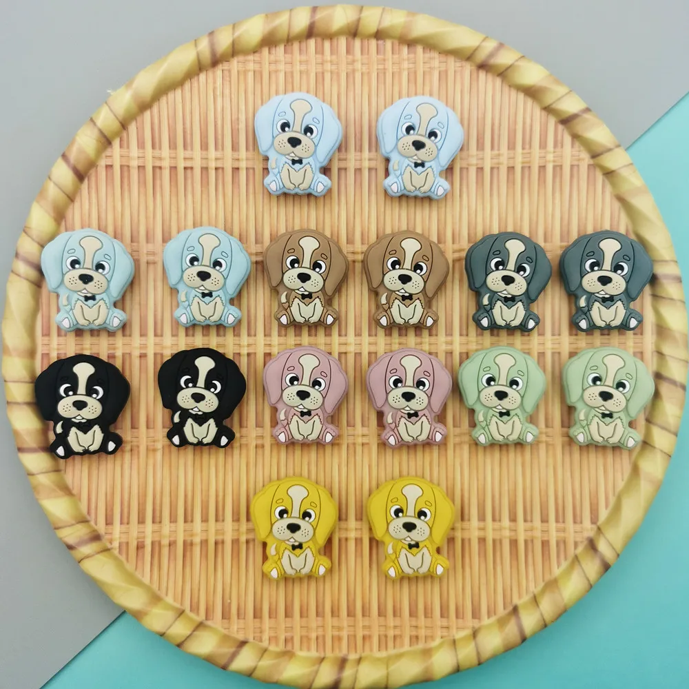 

28mm 5pc/lot Baby Silicone Dog Baby Teething Bead Pacifier Chains Necklace Toys Accessories Kawaii Gift Wholesale BPA Free