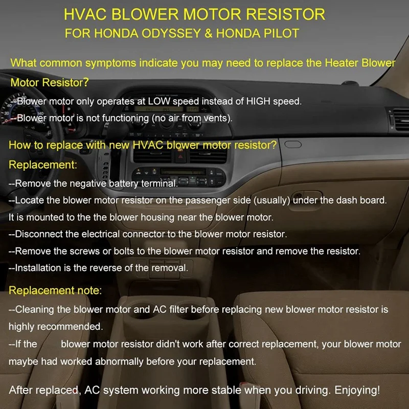 NEW-HVAC резистор двигателя вентилятора для 2005-2010 Honda Odyssey 2009 Pilot заменяет 79330-SDG-W41 2040002