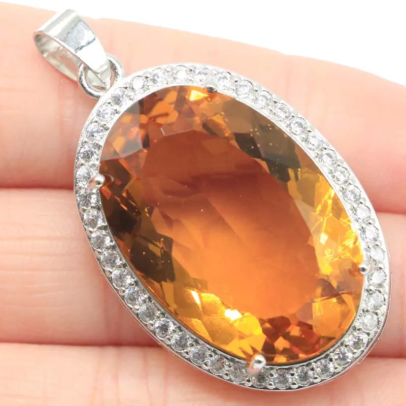 

16g 925 SOLID STERLING SILVER PENDANT Big Gemstone Aquamarine Morganite Golden Citrine Rhodolite Garnet Blue Topaz Dating