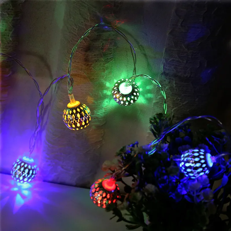 

LED Globe String Lights Decorative Moroccan Orb Silver Metal Balls Battery USB Powered Indoor Outdoor Decoration for Christmas