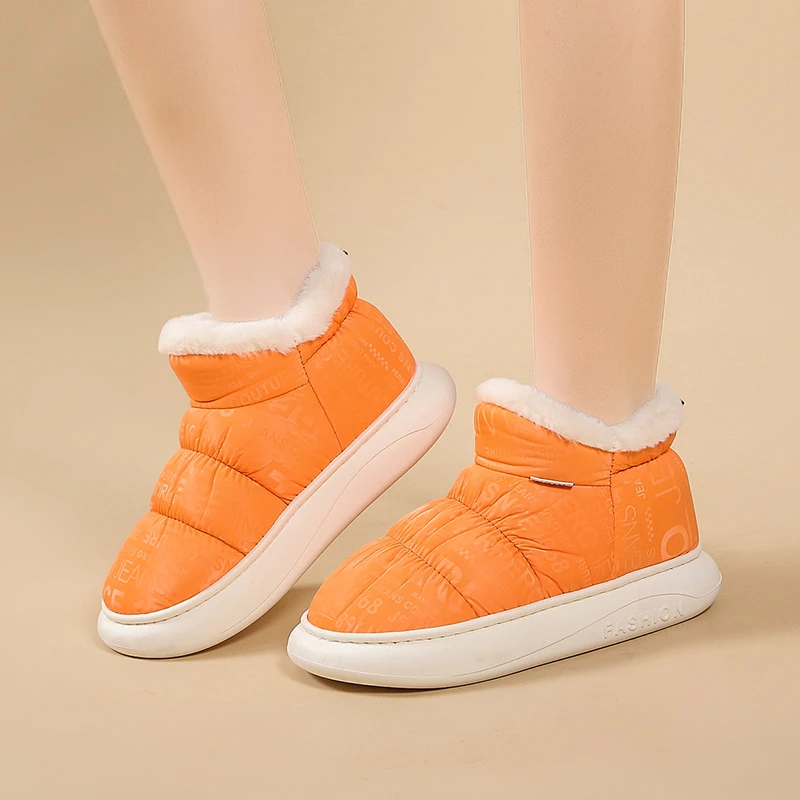 

Женские зимние ботинки, Зимняя женская обувь с мехом, женские ботильоны на массивном каблуке, уличная одежда на платформе, хлопковая обувь о...