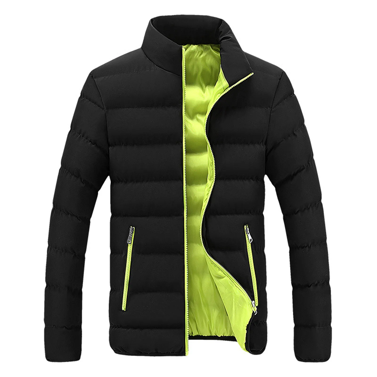 Men's Solid Color Stand-collar Cotton-padded Jacket Youth Short Padded Jacket Mens Outing Riding Climbing Warm Coats