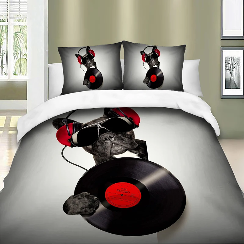 

3D Dog With Red Rose bedclothes Bow tie brown dog bedding set wedding luxury Rose dachshund duvet cover sets