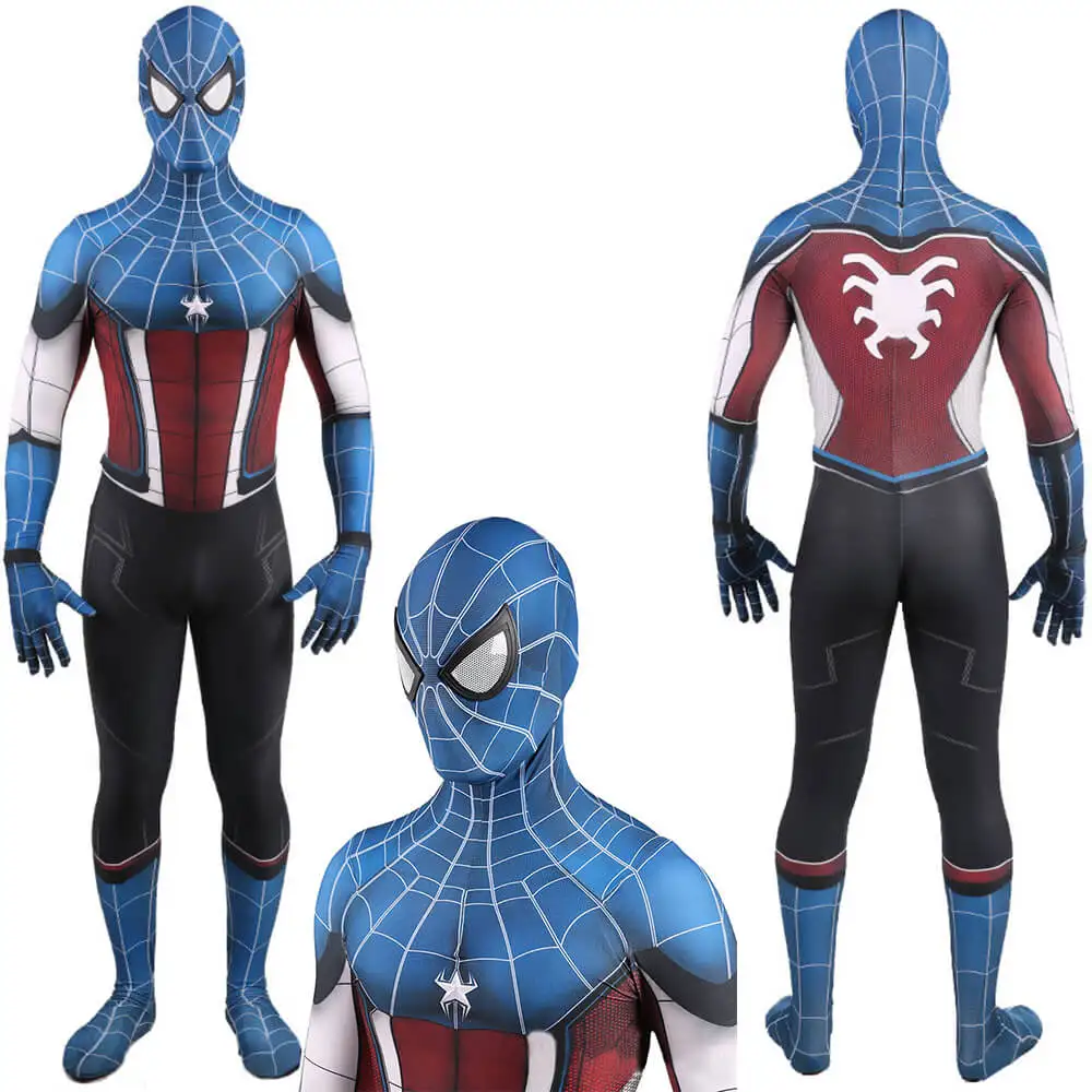 

Adults Kids Captain America Spiderman Cosplay Costume Halloween Superhero Zentai Suit Game Men Boys Male Bodysuit Party JumpSuit