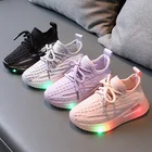 Детские кроссовки со светодиодной подсветкой, светящиеся спортивные туфли для девочек и мальчиков, Нескользящая дышащая модная детская обувь