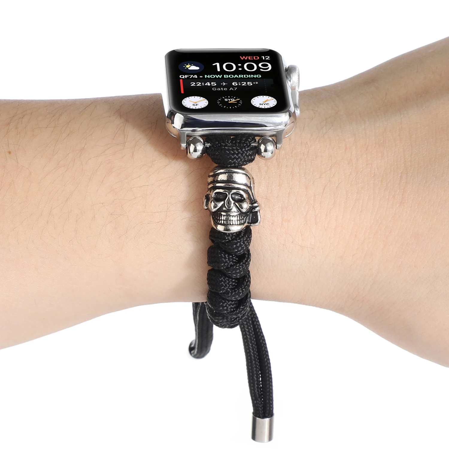 Nylon Strap for Apple Watch band bracelet Skull BeadedHand for iwatch87654321SE  Ultra38 40 41 42 44 45 49mm men and women wrist