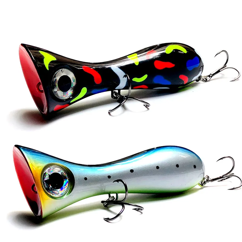 BATTLEBASS Big Game Lure 105mm 39g New Popper Fishing Lures Top Water Hard Bait 3D Eyes Big Mouth Popper Lure With VMC  HOOK