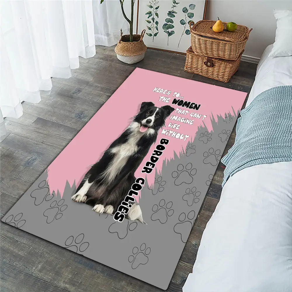 

CLOOCL Animal Pattern Pet Dog Border Collie Rug Print Bedroom Living Room Outdoor Nonslip Absorbent Mat Home Decor Drop Shipping