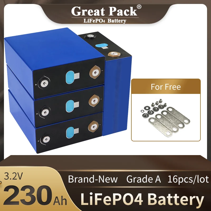 

New Grade A EVE 3.2V 230AH Rechargeable Home Energy Power Bank 16PCS LiFePO4 Deep Cycle Battery Cell for RV