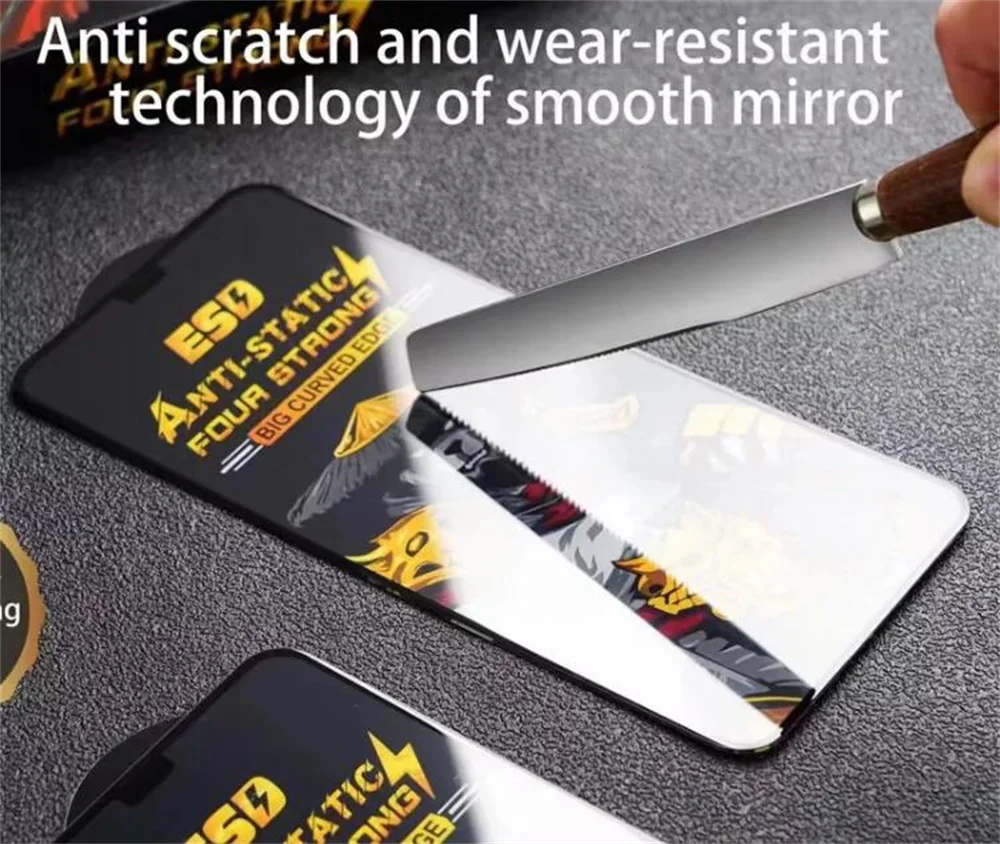50pcs ESD ANTI-STATIC Tempered Glass Screen Protector Film Big Curved For iPhone 14 Pro Max 13 Mini 12 11 XS XR X 8 7 6 Plus SE