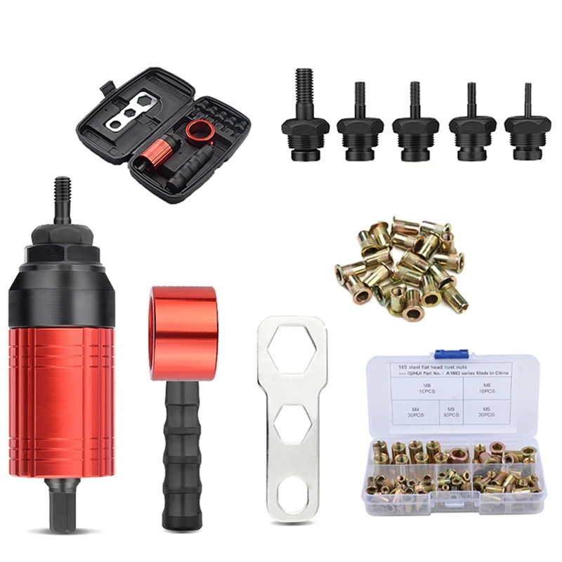 

Rivet Nut Tool Set Riveting M3-M8 Cordless Rivet Drill Electric Adapter Insert Nut Tool Used In Manual And Electric Mode