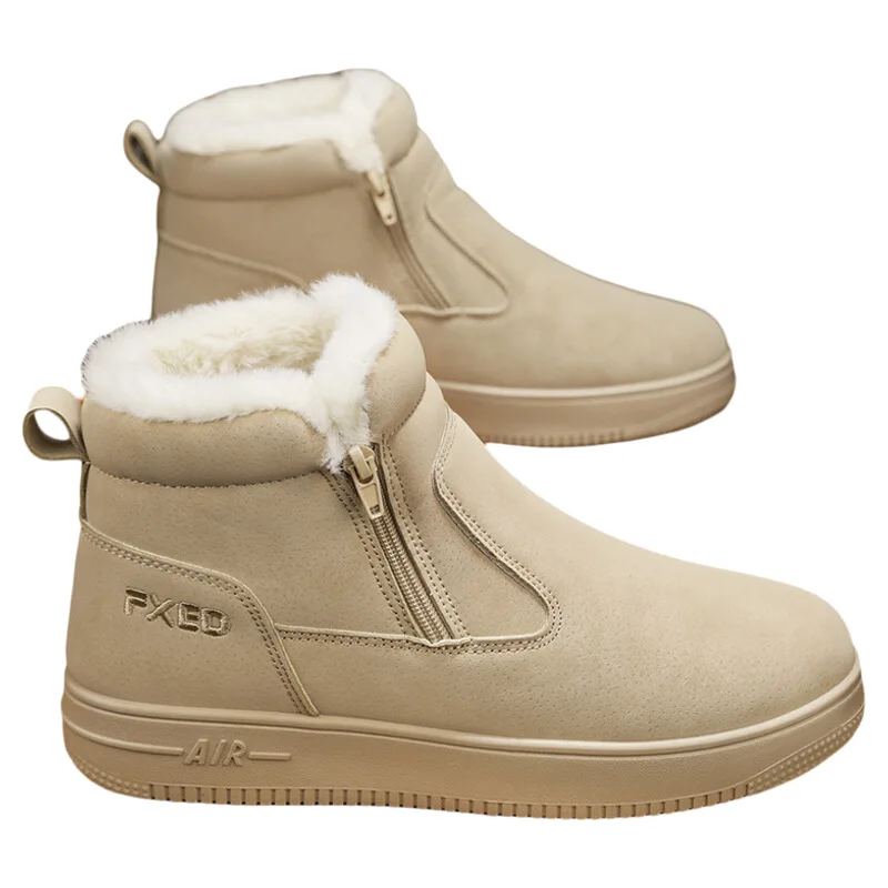 Winter Fleece-lined High-Top Snow Boots Men's Warm Cold-Resistant Two-Cotton Shoes Retro Outdoor Non-Slip Cold-Proof Cotton B... |