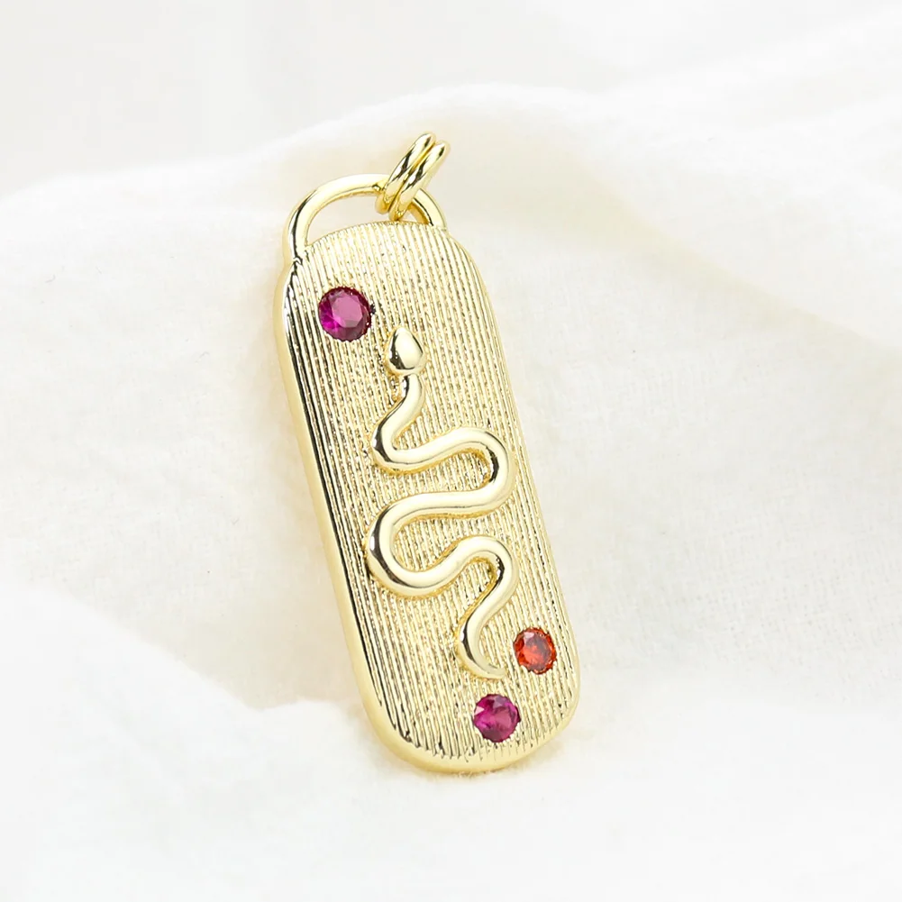 

Gold Rectangle Snake God Charms Copper Zircon Pendant DIY Necklace Earrings Ethnic Amulet Egypt Woman Jewelry Making Accessory