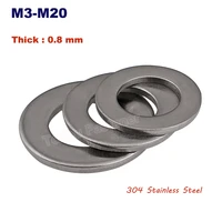 thick 0 8mm 304 stainless steel plain washers m3 m4 m5 m6 m8 m10 m12 m14 m16 m18 m20 gasket metal screw flat washer thi