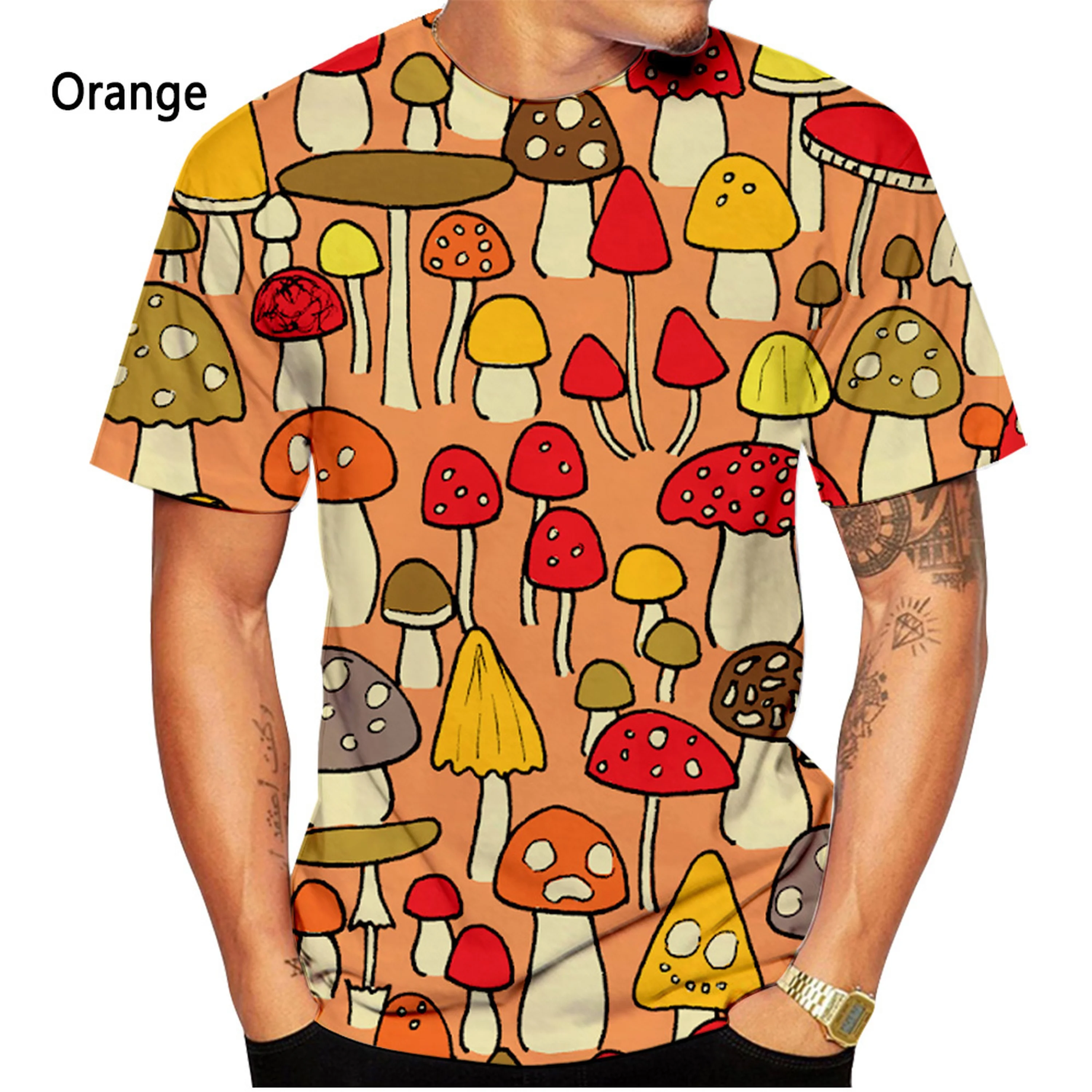 

Женская/Мужская Повседневная футболка с коротким рукавом и 3D принтом в виде грибов, дышащая мягкая и удобная футболка, 2022