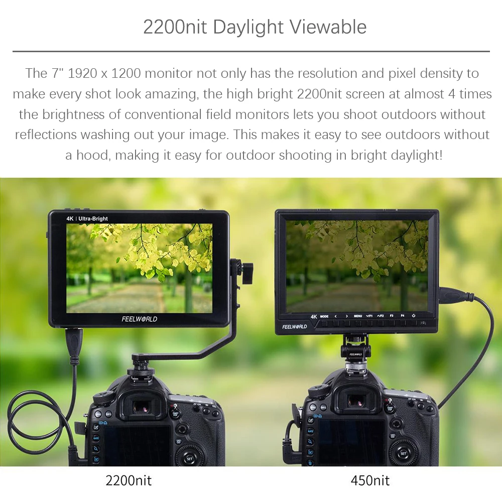 7-дюймовый Ультраяркий сенсорный экран FEELWORLD LUT7 LUT 2200nits полевой монитор для
