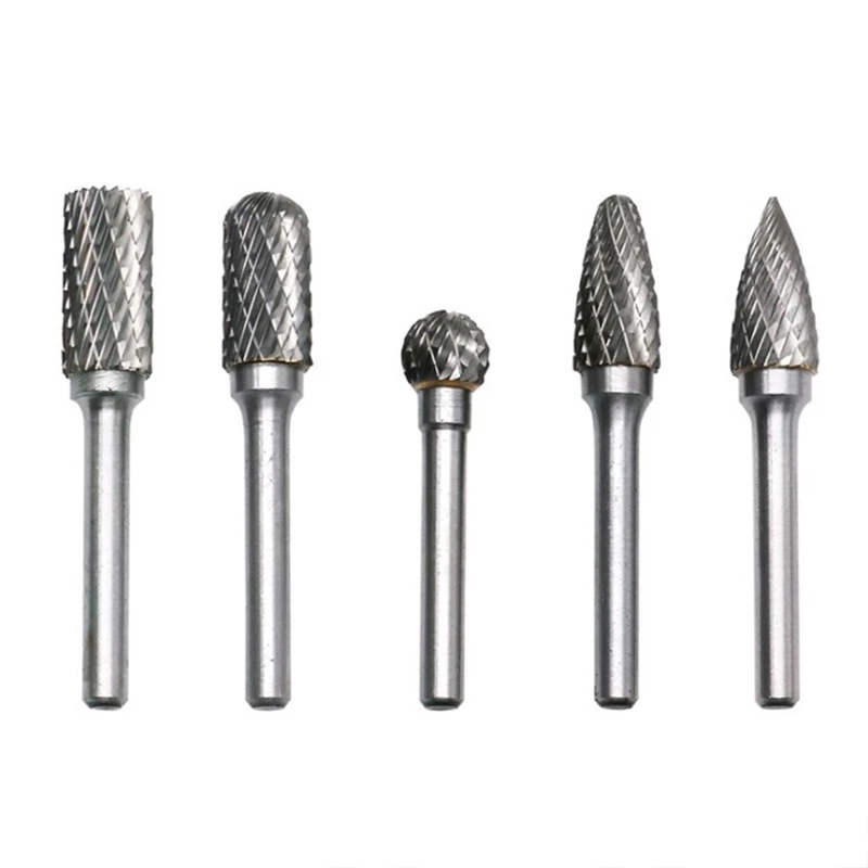 

5Pcs Carbide Burrs 10Mm Dia 6Mm Shank Double Cut Rotary File Cutting Burs Tool Rotary Drill Die Grinder Bits