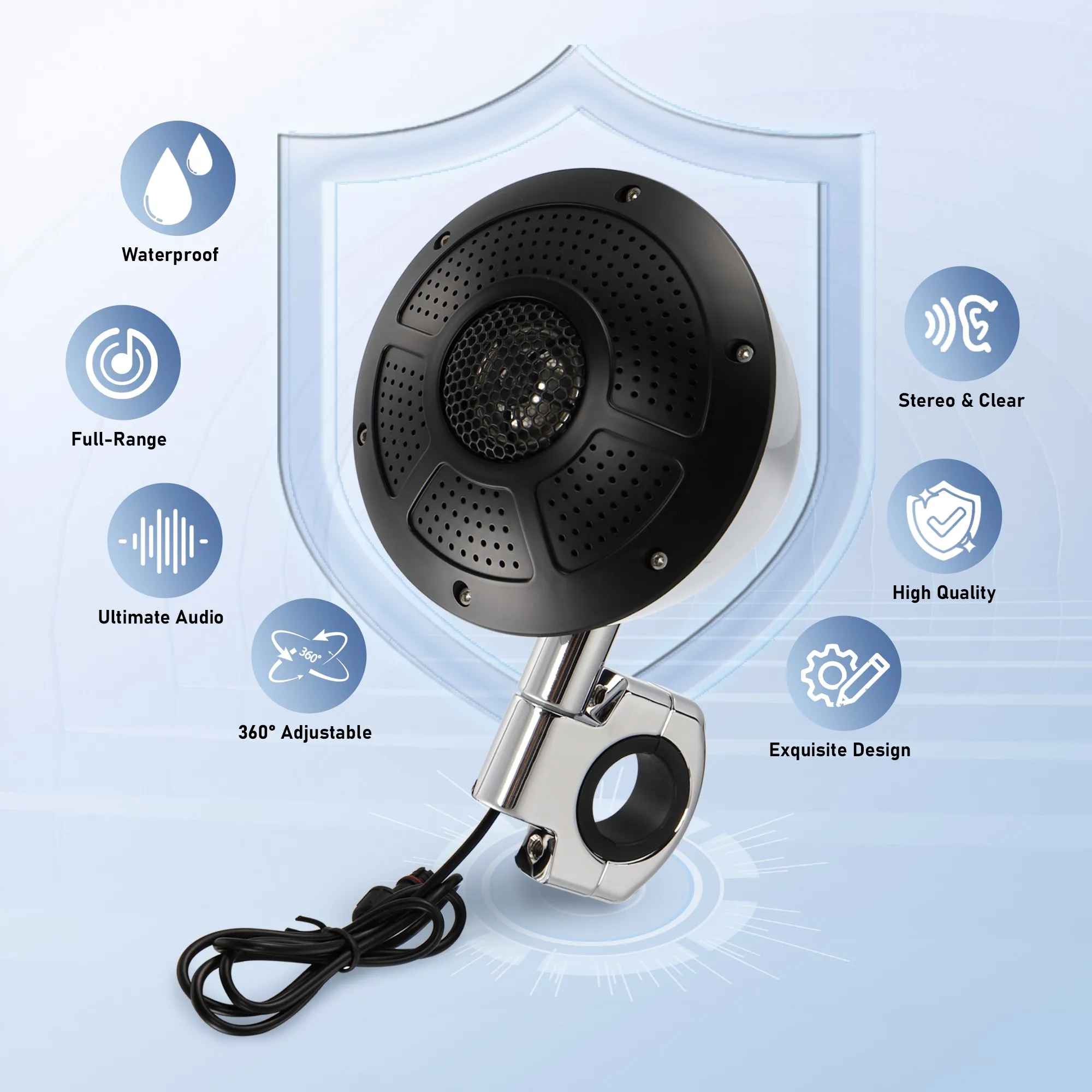 Фото 1000 Вт 4-канальный полнодиапазонный усилитель Bluetooth, динамики, микростереоаудиосистема для Harley ATV UTV Boat Custom Touring Cruiser №3